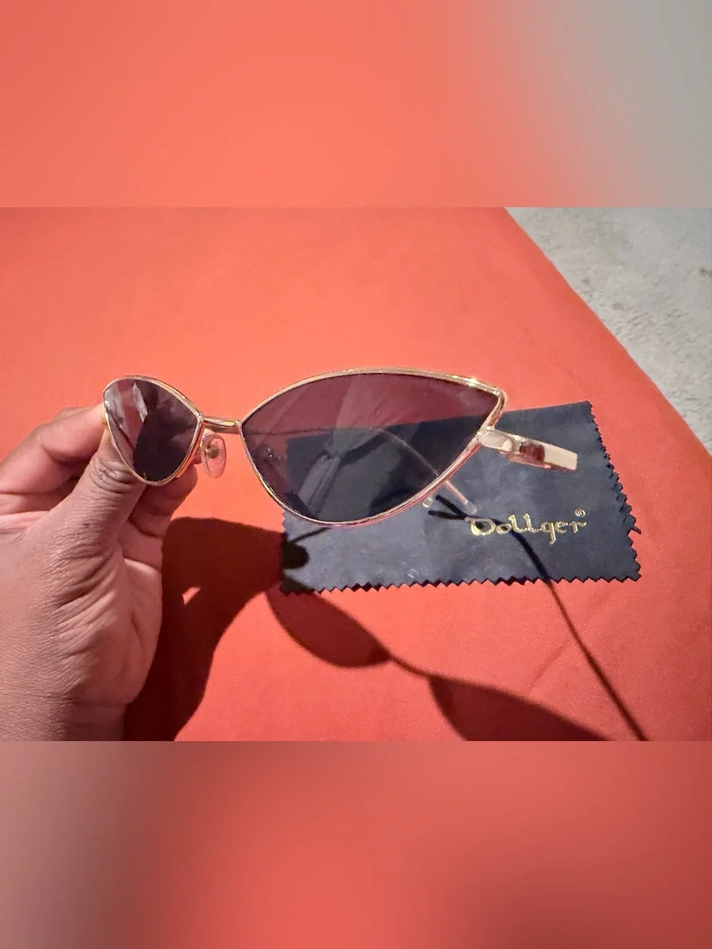 Dollger Gold Frame Dark Black Cat-Eye Sunglasses